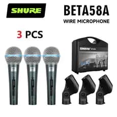 SHURE BETA58A-3PCS Três conjuntos de microfone com fio, rádio preciso apontando cardióide, adequado para todos os tipos