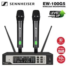 SENNHEISER EW100G5 + (nivel up) Conjunto completo de microfone portátil sem fio, transmissão estável UHF, recepção de lo