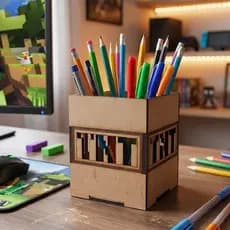 Kit Porta Lápis e Organizador de Mesa Creeper e Tnt  Decorativo de Mesa Lembrancinha