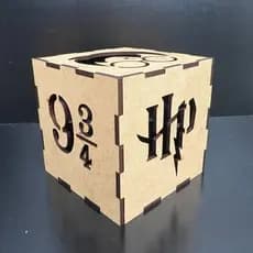 Kit Luminária Caixa Harry Potter MDF 3MM Centro de Mesa Resistente 10x10CM Cor Cru