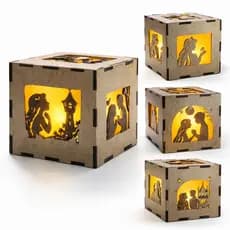 Luminaria Rapunzel em MDF Cubo Decorativo Led Luz Quente Para Quarto