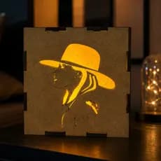 Luminária Caixa Cubo LED Abajur MDF Mesa Decoração Lady Gaga