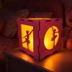 Luminaria Cubo Bailarina Led Decorativo Mdf 3MM Quarto Infantil