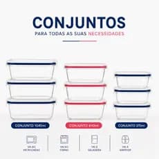 Kit Potes Herméticos De Vidro 370ml 640ml 1040 ml Marmita Fit Premium Conjunto lancheira