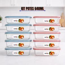 Kit 2/4/6/12 Potes De Vidro Hermético 640ml Marmita Fit Lanche