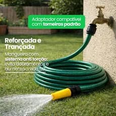 Mangueira De Jardim Reforçada Trançada Com Esguicho Regulável Resistente