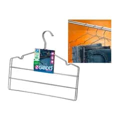 Combo 2 Cabides Triplo Multiuso Metal 31cm Para Calça Jeans e Camisetas-Arthi