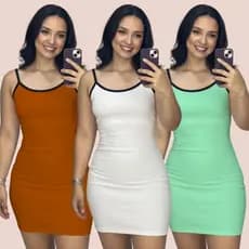Kit com 3 ou 2 Vestidos Tubinho Ribana Feminino Casual e Versátil Vestido Curto Feminino Kits