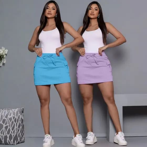 Kit com 2 Saias Cargo Feminina Saia feminina Casual Moda Cargo Clássica Saia Cargo Moletom