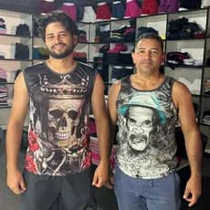 Camiseta Masculina Estampada Regata Estampada Masculina Racionais Caveiras