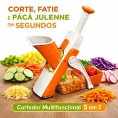 Cortador de Legumes Multifuncional 5 em 1 Fatiador Profissional Ajustável Lâminas Inox Mandoline