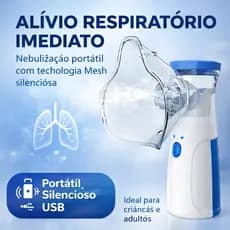 Nebulizador Portátil Mesh Silencioso USB Recarregável Inalador Infantil Adulto Máscaras e Bocal