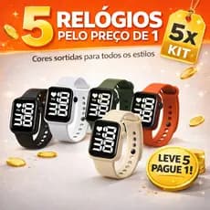Relógio Digital SKMEI Kit 5 Unidades Resistente à Água Esportivo LED Masculino Multifuncional