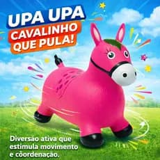 Cavalinho Upa Upa Infantil Rosa Pula Pula Inflável Com Som e Luz LED Brinquedo Borracha Resistente