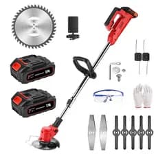 Roçadeira a Bateria Elétrica Cortador de Grama 21V 800W 2 Bateria
