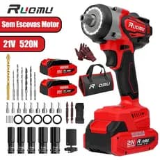 Chave de impacto 520N.M Brushless 2 Baterias 2.0Ah 21V parafusadeira de impacto