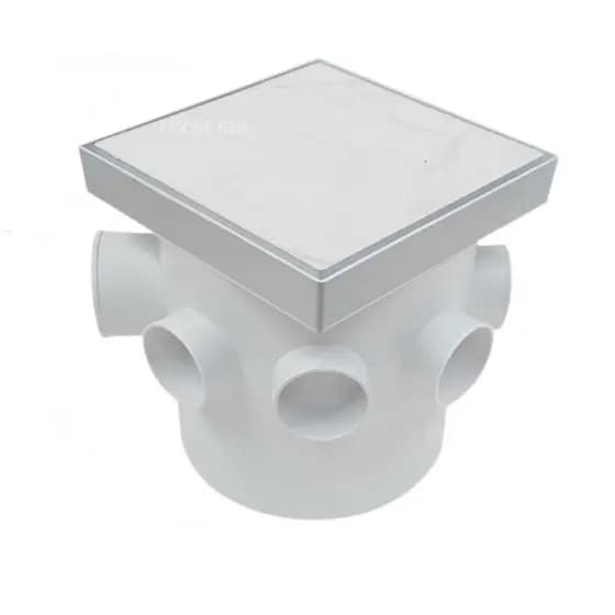 Ralo Invisível 15x15 Piso Branco com Tela e Caixa Sifonada 150mm