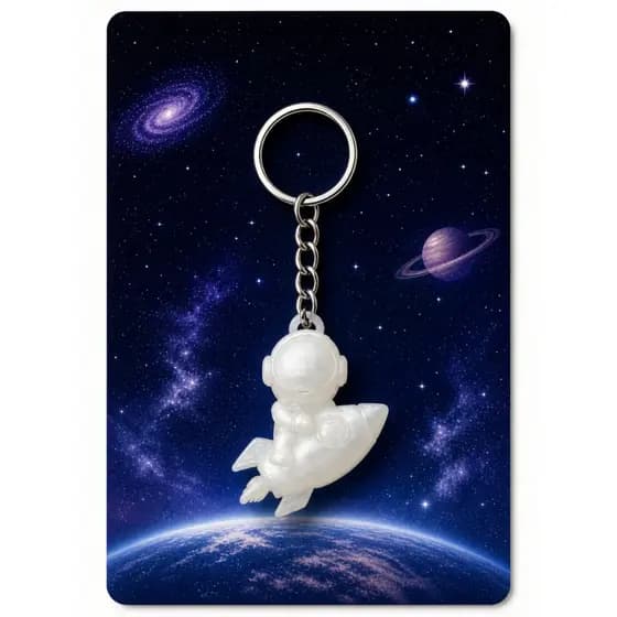 Chaveiro Astronauta Foguete Fluorescente Brilha no Escuro Decorativo Presente Criativo Mochila
