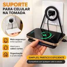 Suporte Porta Carregador Celular Parede Prático