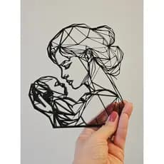Escultura Mãe e Filho Minimalista Presente Dia das Mães Amor Materno Decoração Enfeite Sala Quarto