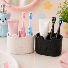 Porta Escova Infantil Gato Suporte Pasta de Dente Organizador Pia Banheiro Prático Drenável Gatinho