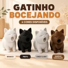 Gatinho Fofinho 3D Enfeite Decorativo Bocejando Casa Quarto Sala Escritório Nicho Presente