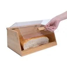 Porta Pão Grande Bambu Tampa Transparente Organizador Cozinha Loja Padaria Luxo " Envio Imediato "