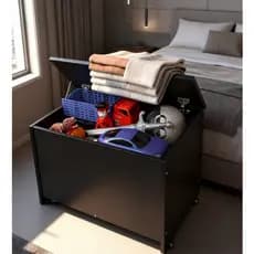 Baú Organizador Multiuso em MDP 80cm ou 71cm | Armário Compacto Branco Preto ou Freijó