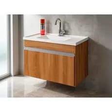 Gabinete para Banheiro 60cm com Pia Mármore Sintético Fiori 60 Nicho Moderno Suspenso