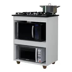 Balcão para Cooktop 4 ou 5 Bocas Prateleiras para Forno e Microondas Turim