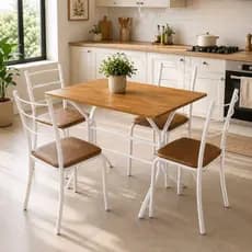 Conjunto Mesa e 4 Cadeiras para Cozinha Confortse Branco e Jambo