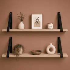 Kit 2 Prateleira Multiuso Decorativa 60x 15 Parede Quarto Cozinha Suporte Couro