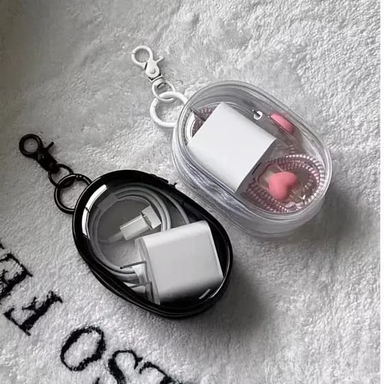Mini Bolsa Portátil com Zíper Transparente e Estojo para Carregador, Fone de Ouvido e Acessório de Viagem-ABC