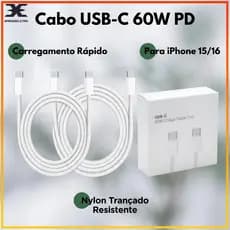 Cabo de Iphone 60W PD  USB C Cabo Tipo c  Nylon Trançado para iPhone 15 16 17 1m/2m
