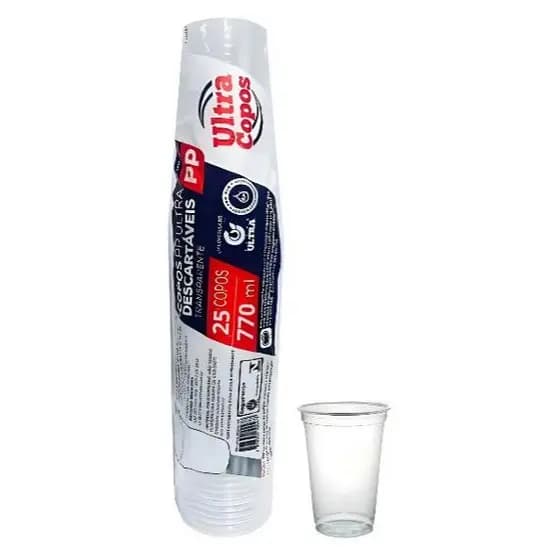 Copo Descartável Transparente Liso PP 770ml Chopp Açai Sobremesa