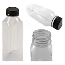 Kit 10 Garrafas Pet Transparante Tampa Preta 200ml