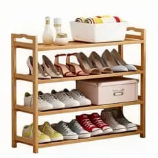 Sapateira Estante Organizadora De Bambu Multiuso Hall de Entrada Moderno - 3 ou 4 Andares，50 - 80cm