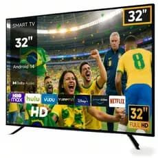 Smart Tv 32'' LED HD Android 14 WIFI HDMI USB Dolby Audio Netflix YouTube 110V-220V