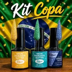Kit Esmaltes em Gel Copa do Mundo Seleções Unhas Personalizadas Brilho Intenso Secagem Rápida UV/Led 10ml Dafu/Real Love