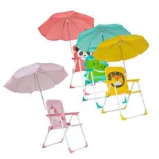 Cadeira de Praia Infantil Dobrável com Guarda-Sol - Personagens Divertidos