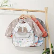 Babador Avental Manga Longa Impermeável Bebê Blusa Introdução Alimentar