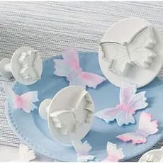 KIT C/3 Cortador Ejetor Borboleta Pasta Americana Biscuit Confeitaria