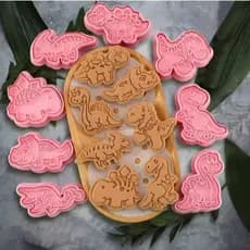 KIT C/8 Marcador Cortador de Massas Dinossauro Baby Molde Biscuit Pasta Americana Artigo de Confeitaria