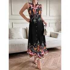 Vestido Midi Feminino Estampa Étnica Premium Modelagem Slim Confortável Tendência 2026