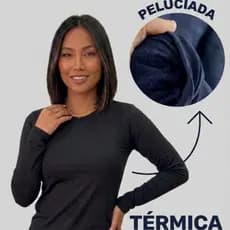 Camisas Térmica Flanelada Peluciada Feminina Proteção Segunda Pele Camiseta Blusa Frio Manga Longa