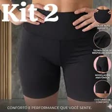KIT 2 Shorts Meia Coxa Feminino Academia Suplex Cós Alto Não Fica Transparente Treino Fitness