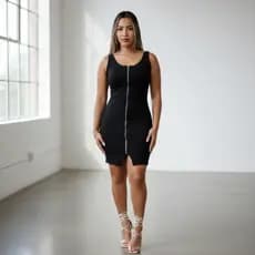 Vestido Canelado 3 em 1 Regata Tubinho com Ziper Prata