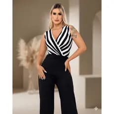 Macacão Feminino Canelado Transpassado
