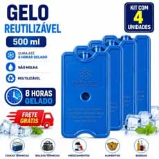 Gelo Reutilizável 500 ml Gelotech Kit com 4 unidades  8 horas gelado bolsa térmica cooler frete grátis produto original