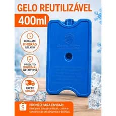 Gelo Reutilizável 400 ML  Gelotech  Mantém Gelado Até 8h Não Molha Gel Artificial Atóxico Envio Rápido  Frete Grátis